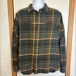 Orvis Heavyweight Flannel Shirt Mens Large Plaid Button Up Outdoor Hunting